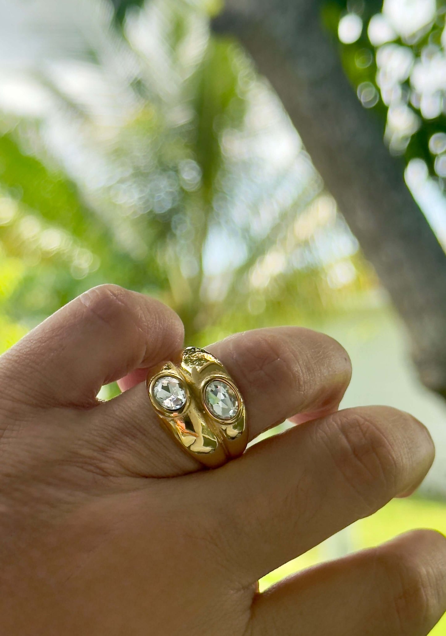 Double Crystal Stud Ring