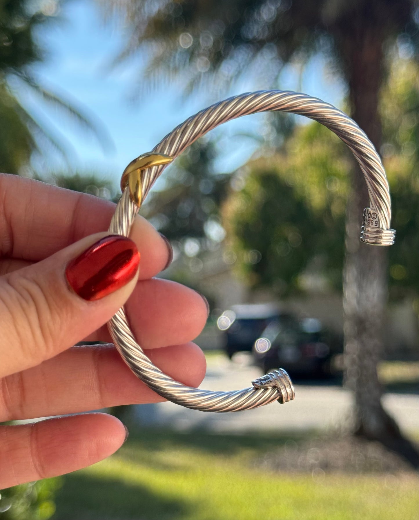 2 Tone Twisted Cable Wire Bracelet