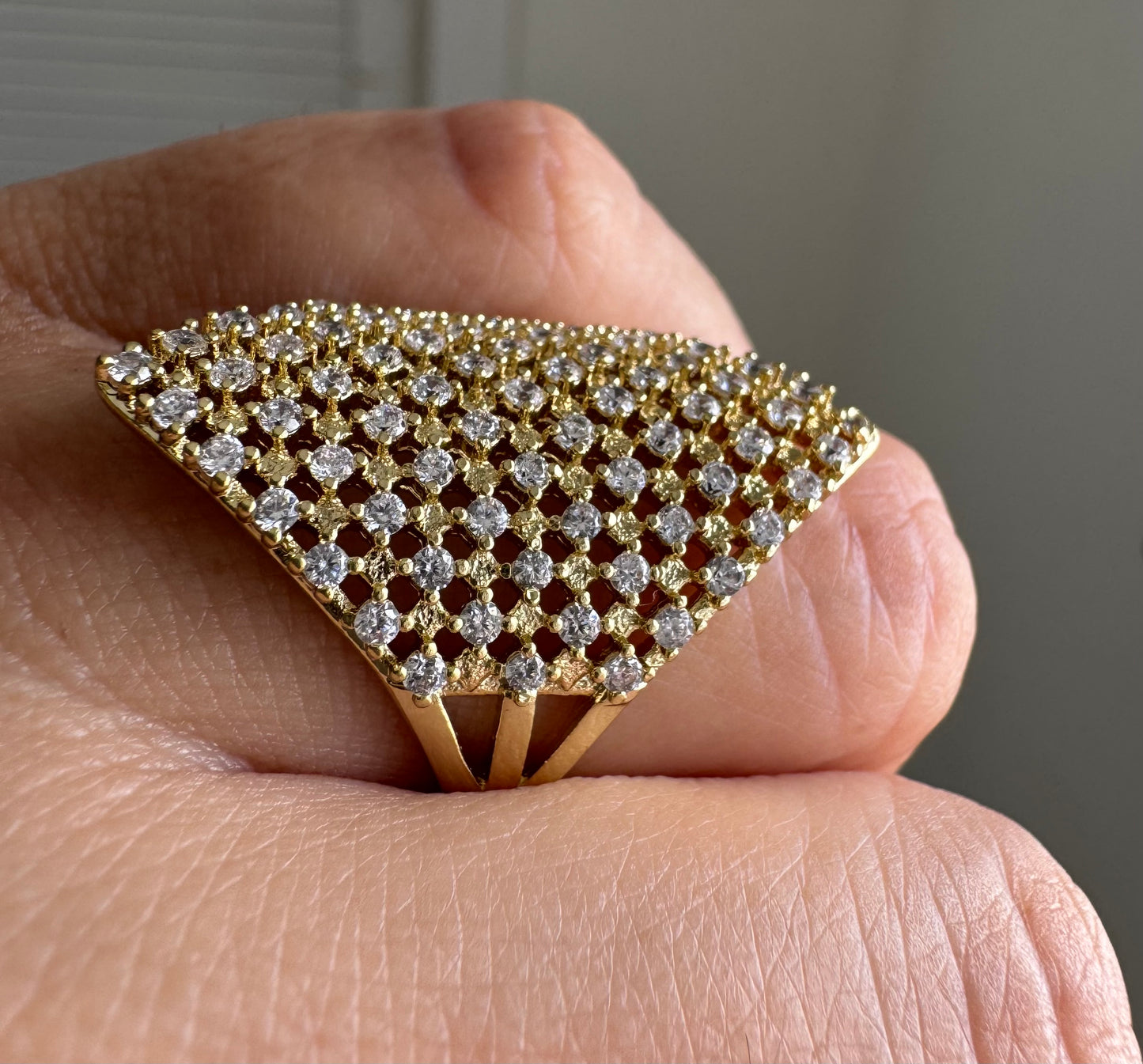 Fancy Full Of Zicornium Ring 14KT High Quality Gold Laminated