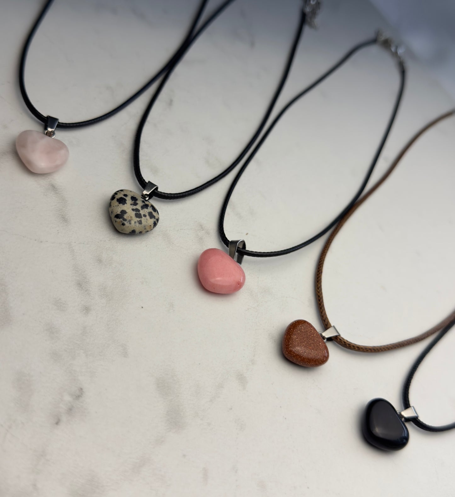 Hand-Made Stone Heart Necklaces
