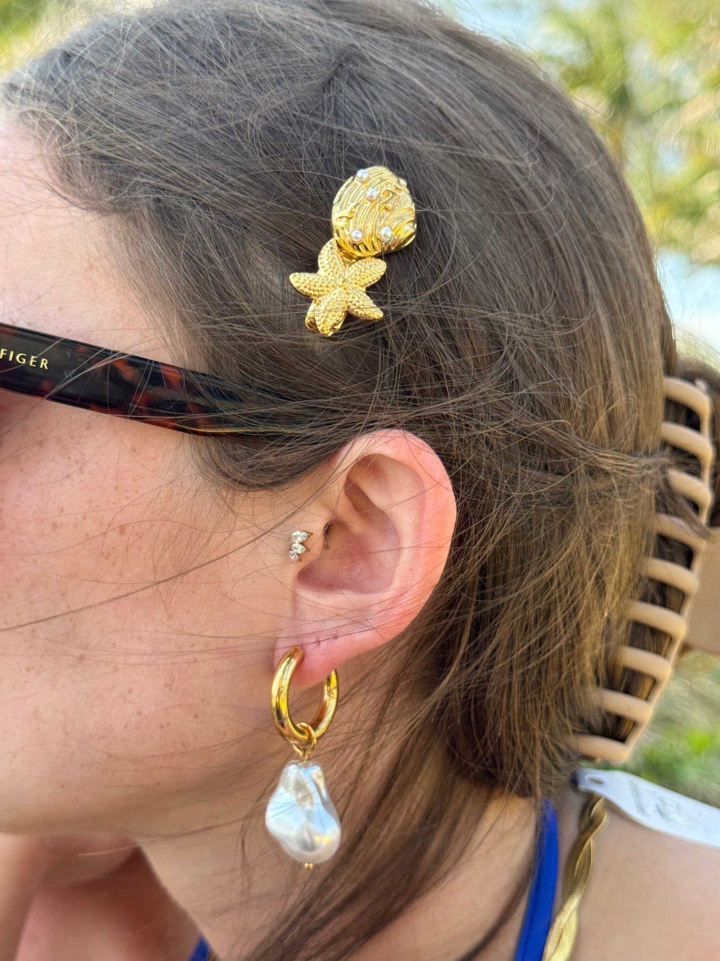 Chunky Pearl Hoop Earrings