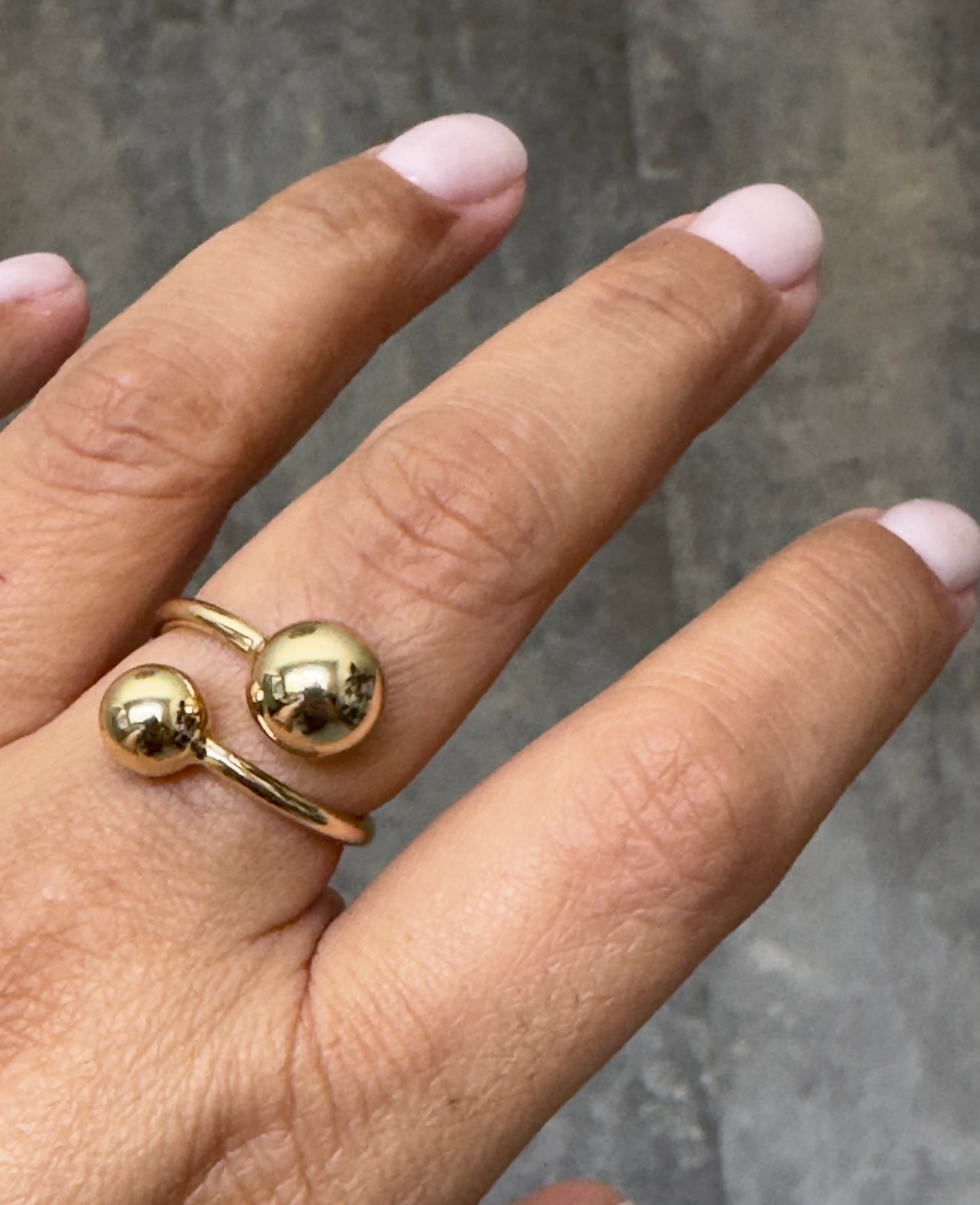 Gold Double Sphere Open Ring –Waterproof & Tarnish Resistant