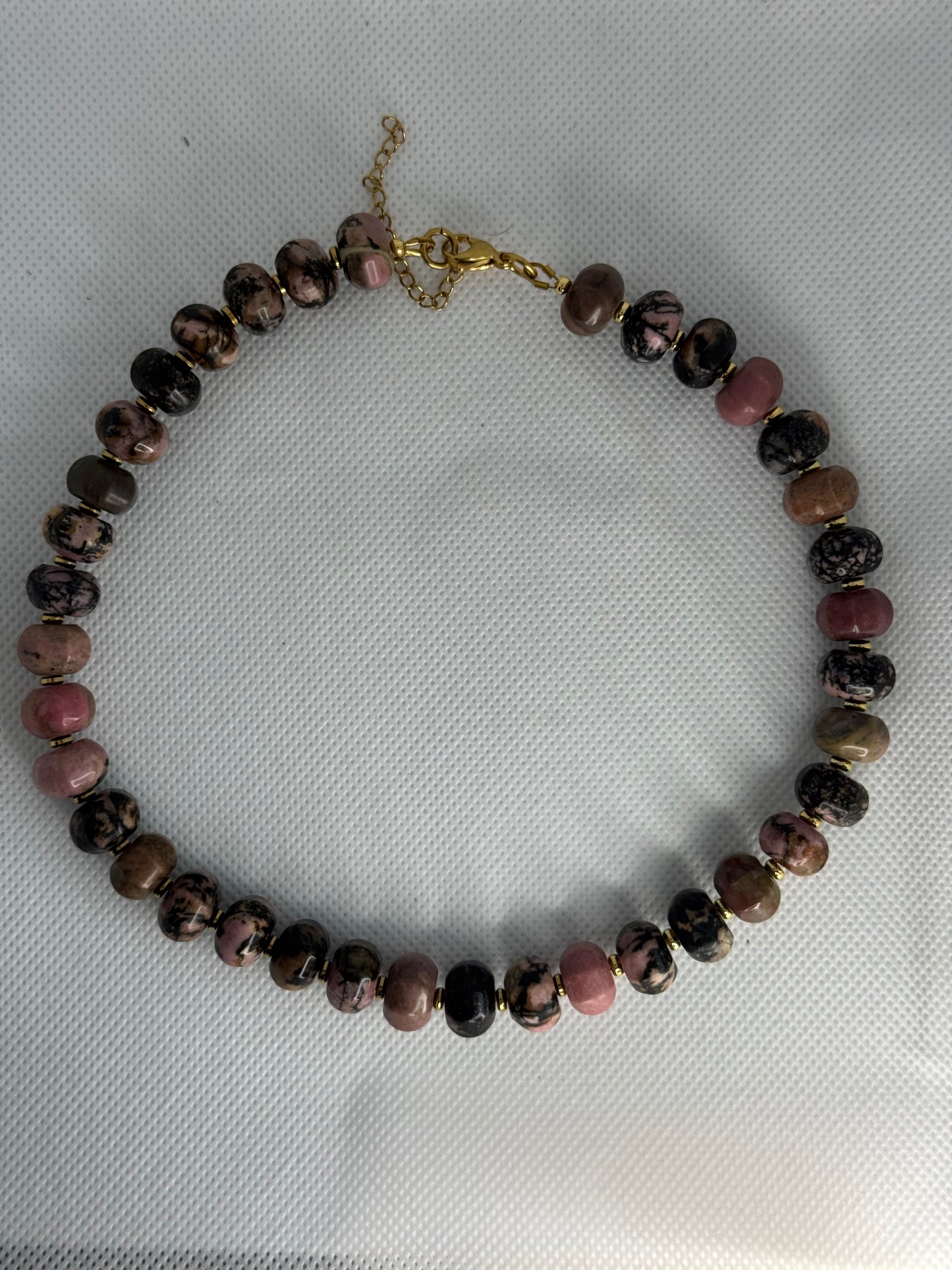 Natural Rhodonite Gemstone Chunky Necklace