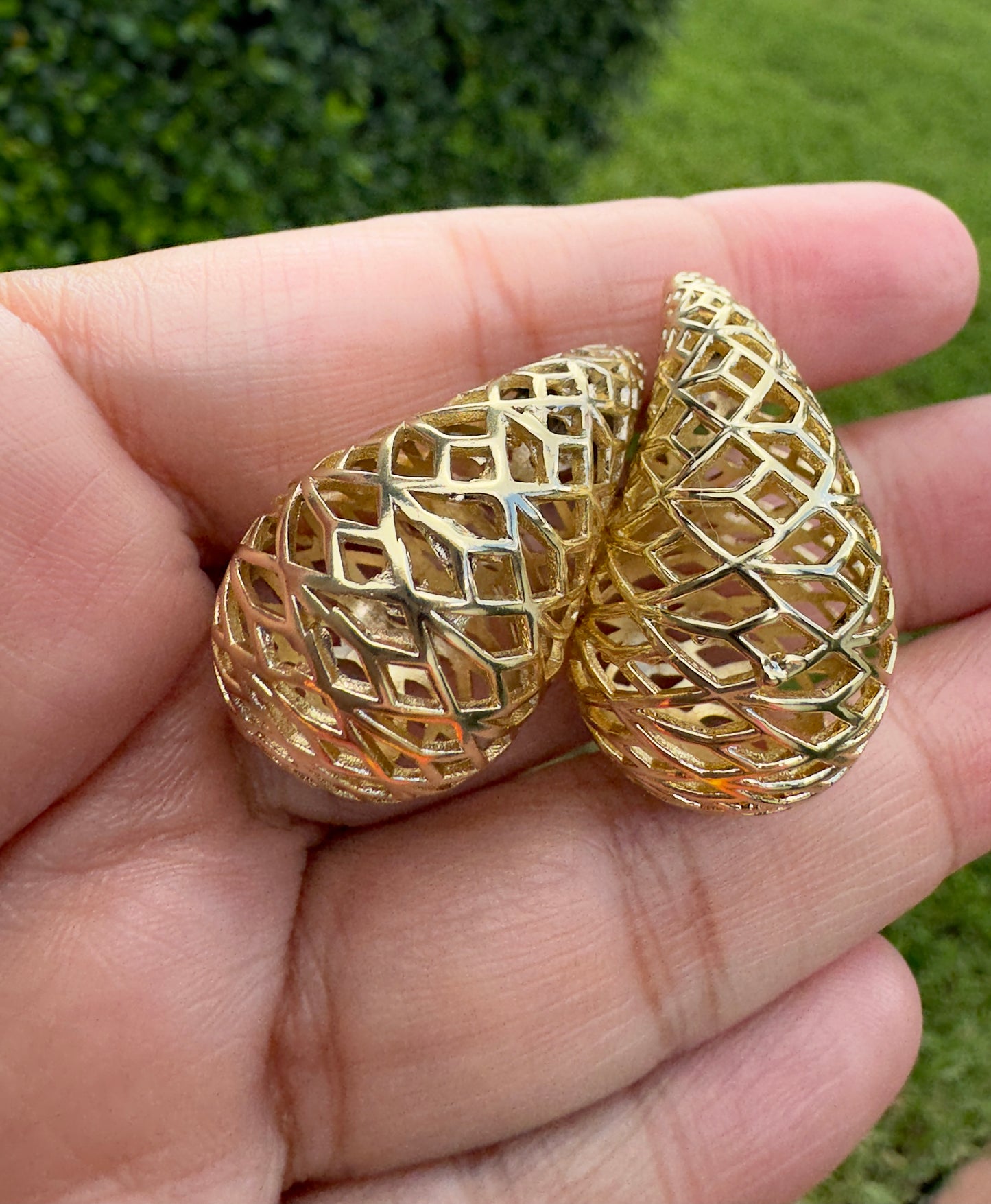 Chunky Open Pattern Drop Earrings