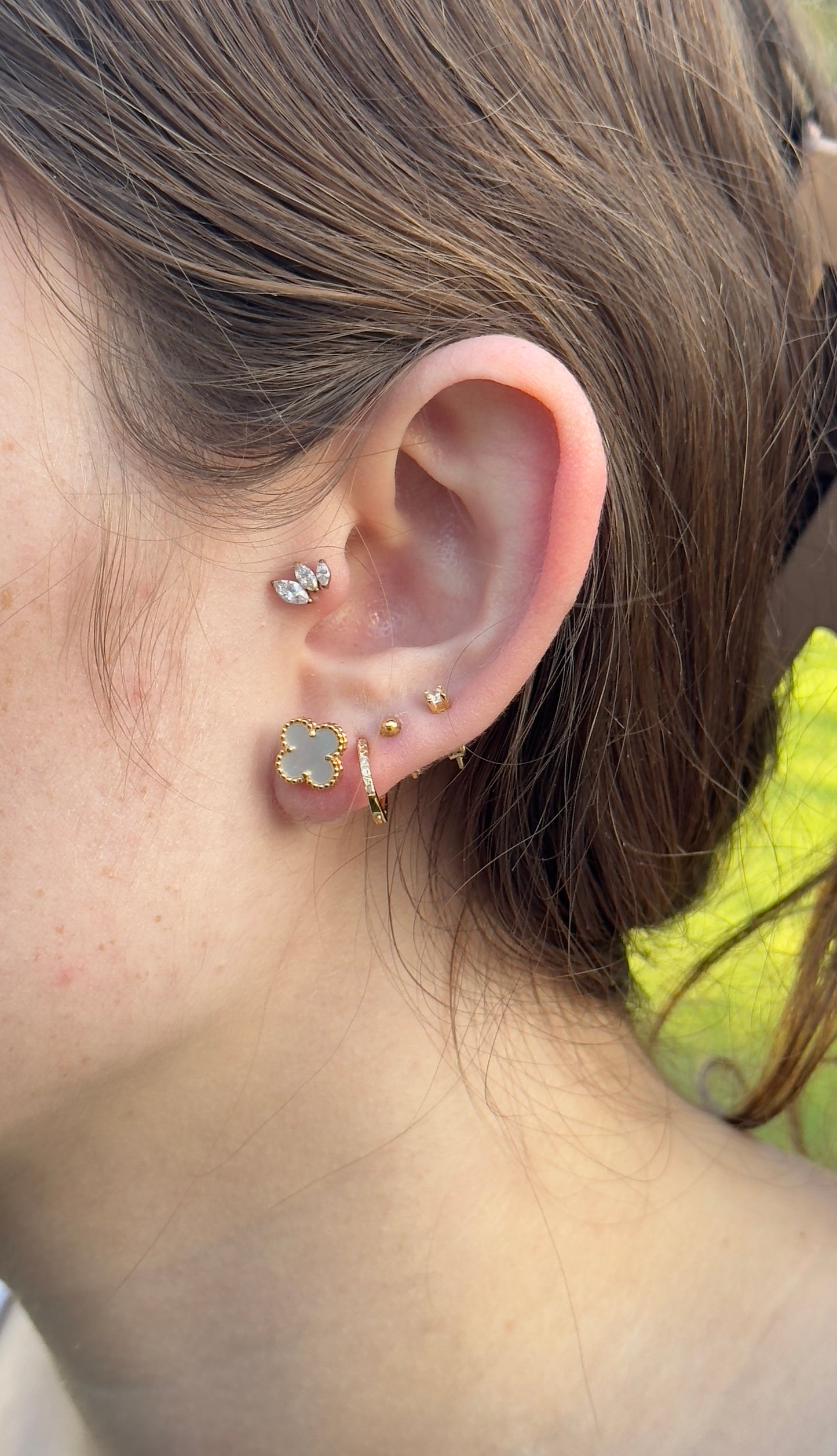 Small Clover Stud Earrings ( 9MM)