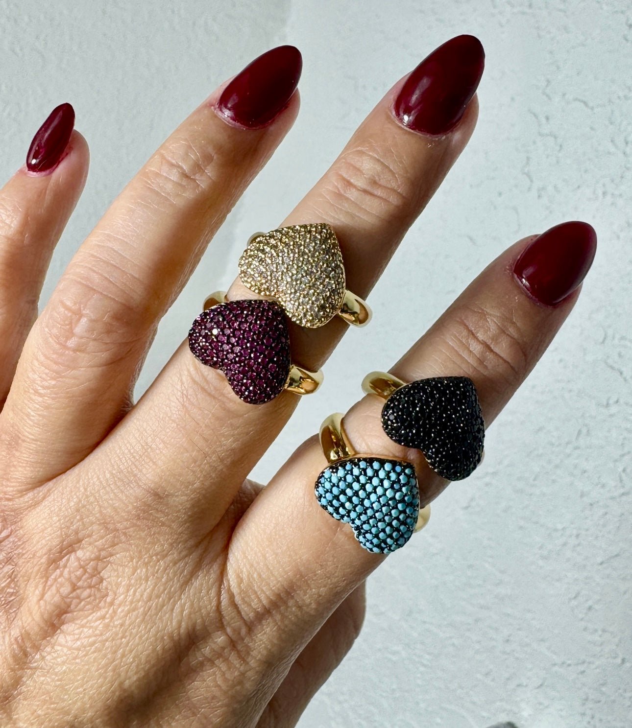 Heart color zirconium color ajustable gold plated ring - Figi JewelsRings