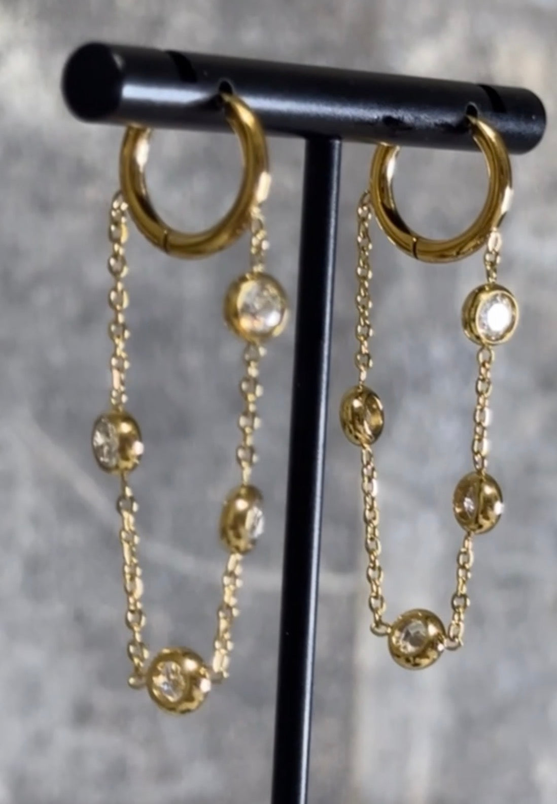 Luxe Crystal Drop Hoop Earrings