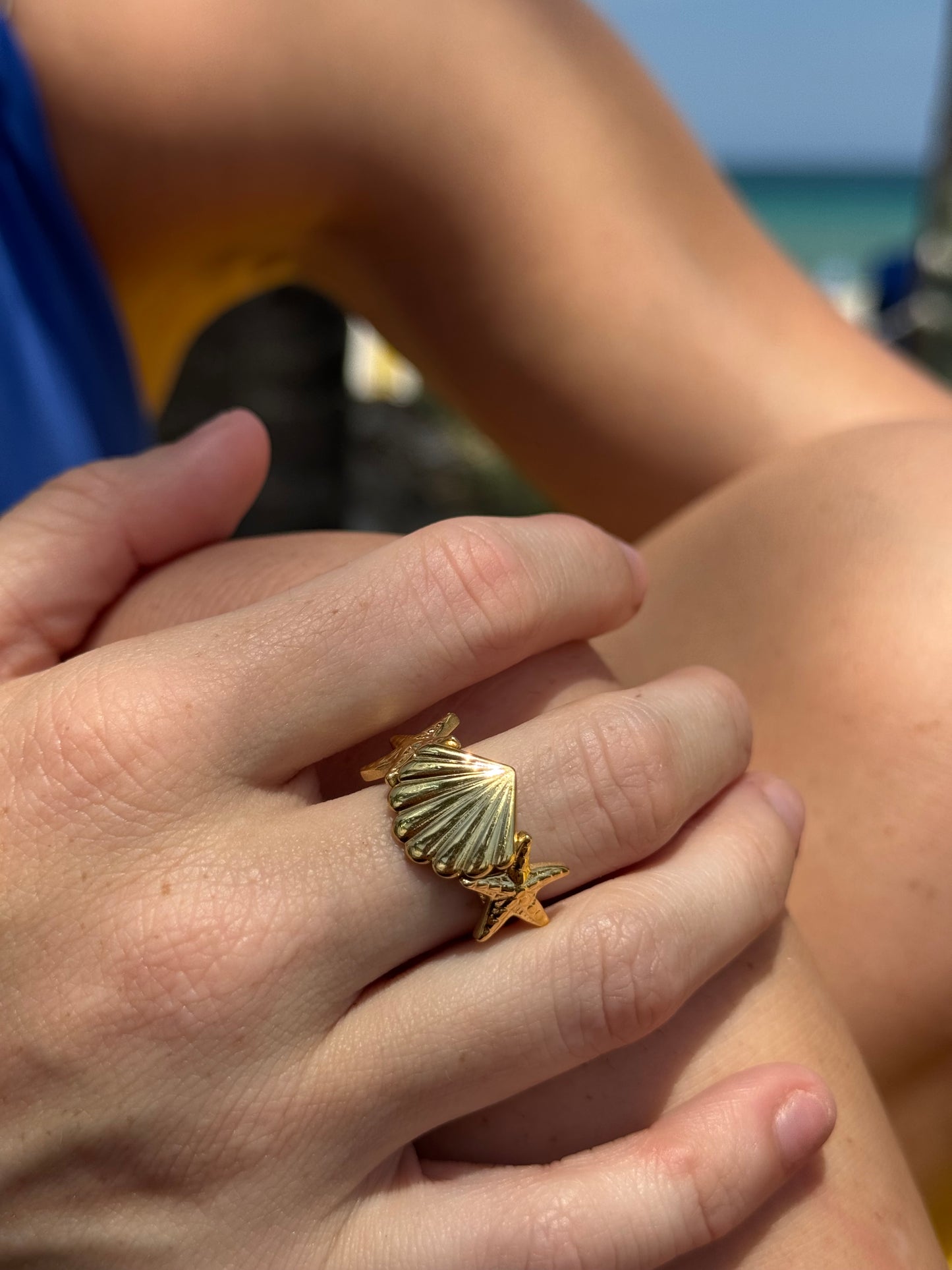 Shell & Starfish Adjustable Ring