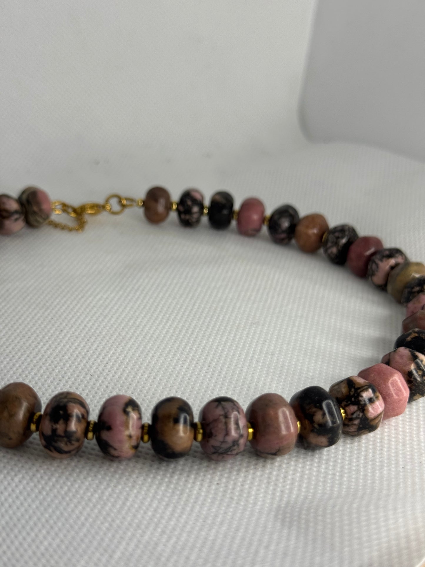 Natural Rhodonite Gemstone Chunky Necklace