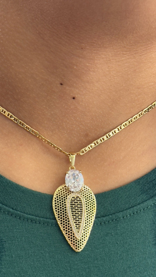 14k gold plated necklace with crystal - Figi JewelsNecklaces