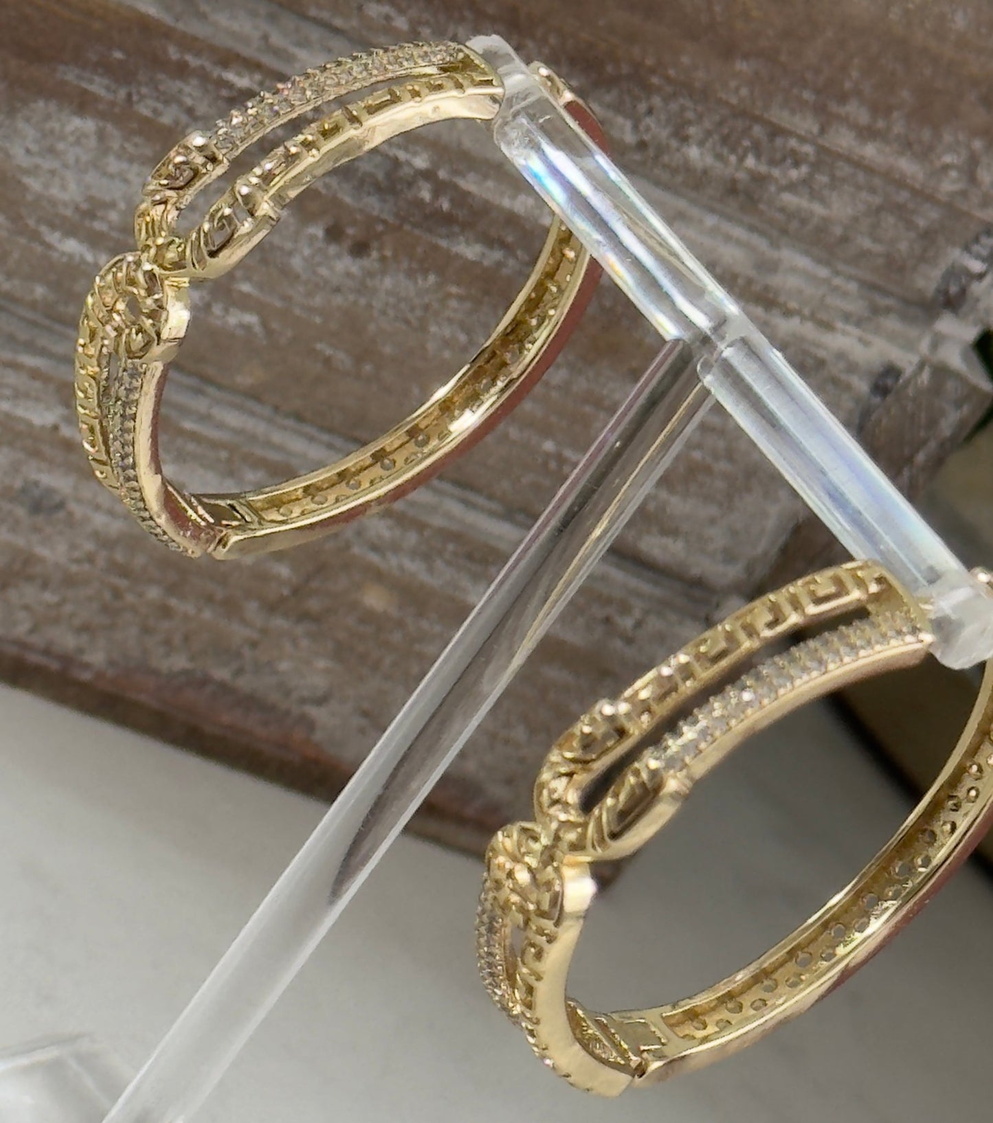 14k plated hoop earrings paperclip style with zicornium - Figi JewelsHoops