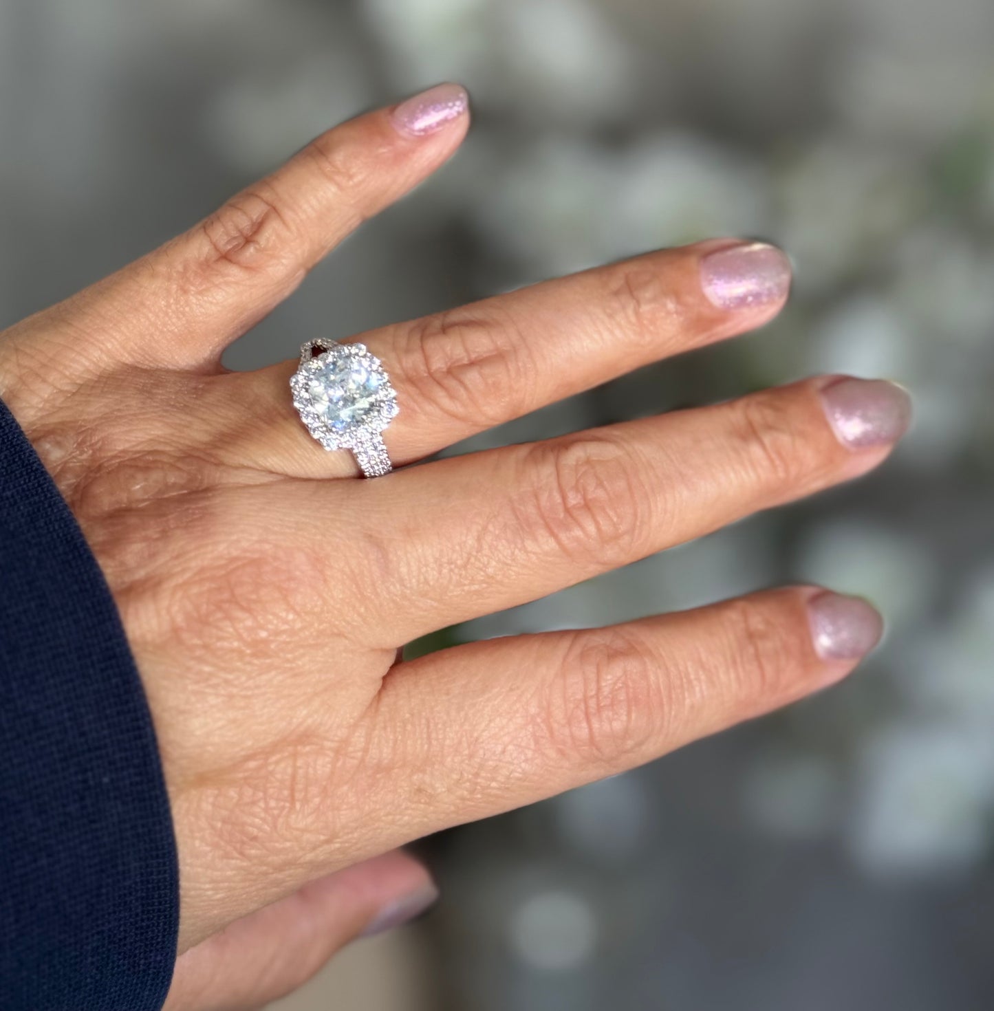 Radiant Halo Cushion-Cut Statement Ring – 14KT Gold Plated