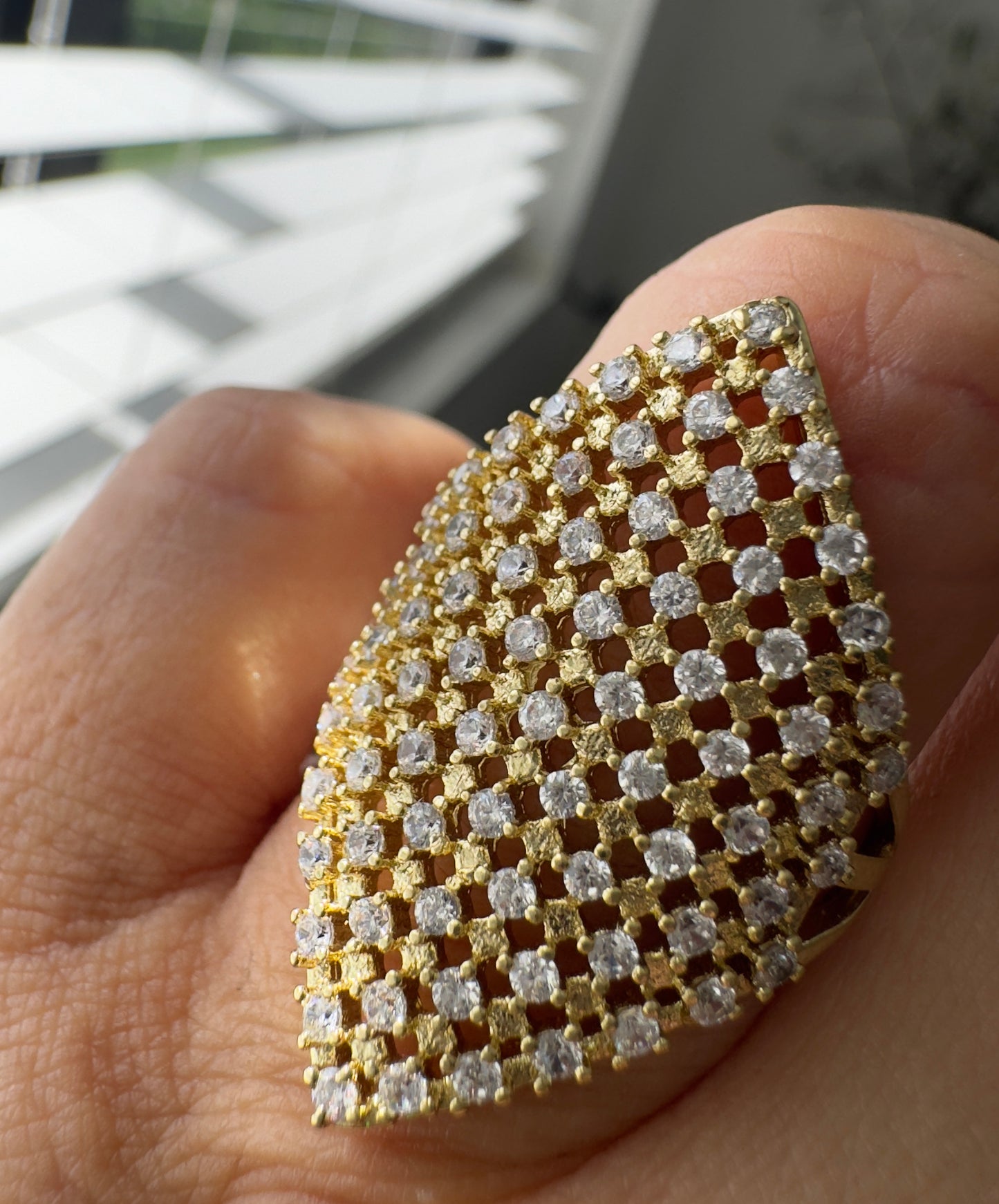 Fancy Full  Of Zicornium Ring 14KT High Quality Gold Laminated