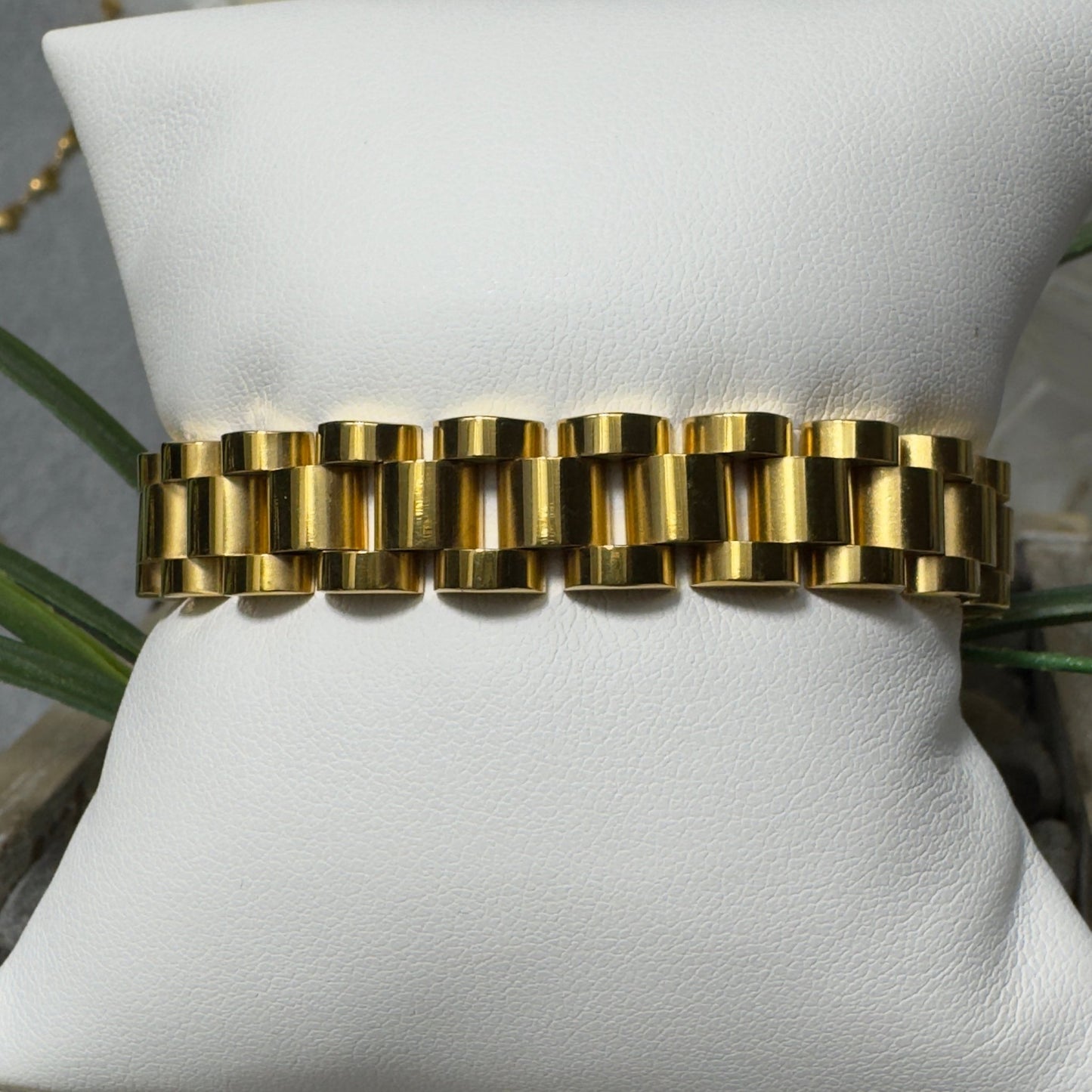 18kt gold plated stainless steel gold watch band - Figi JewelsBracelets