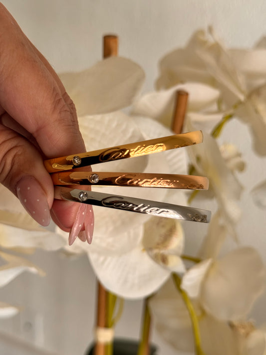 Cart Logo Clip Bangle With Stone