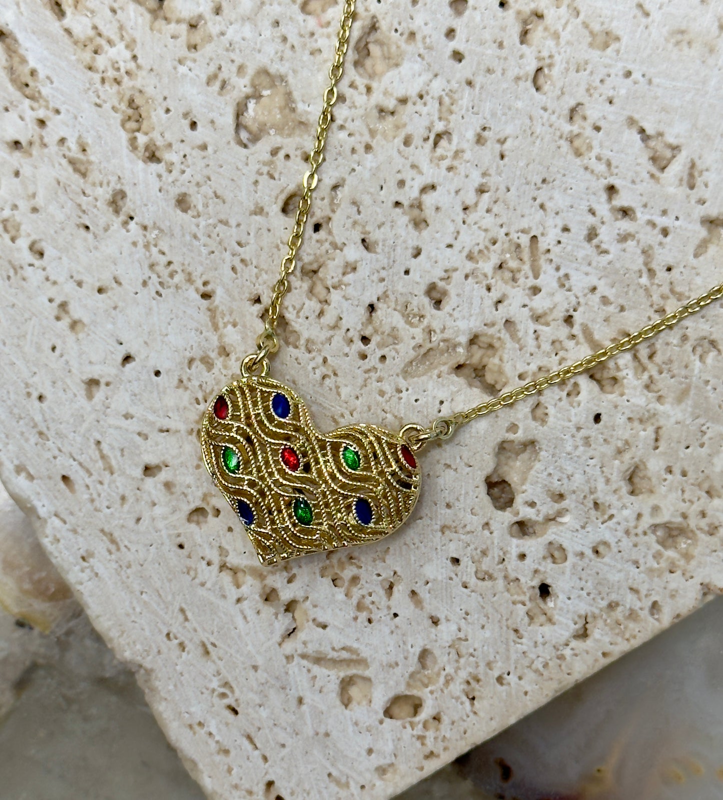 Multi-Color Heart Necklace