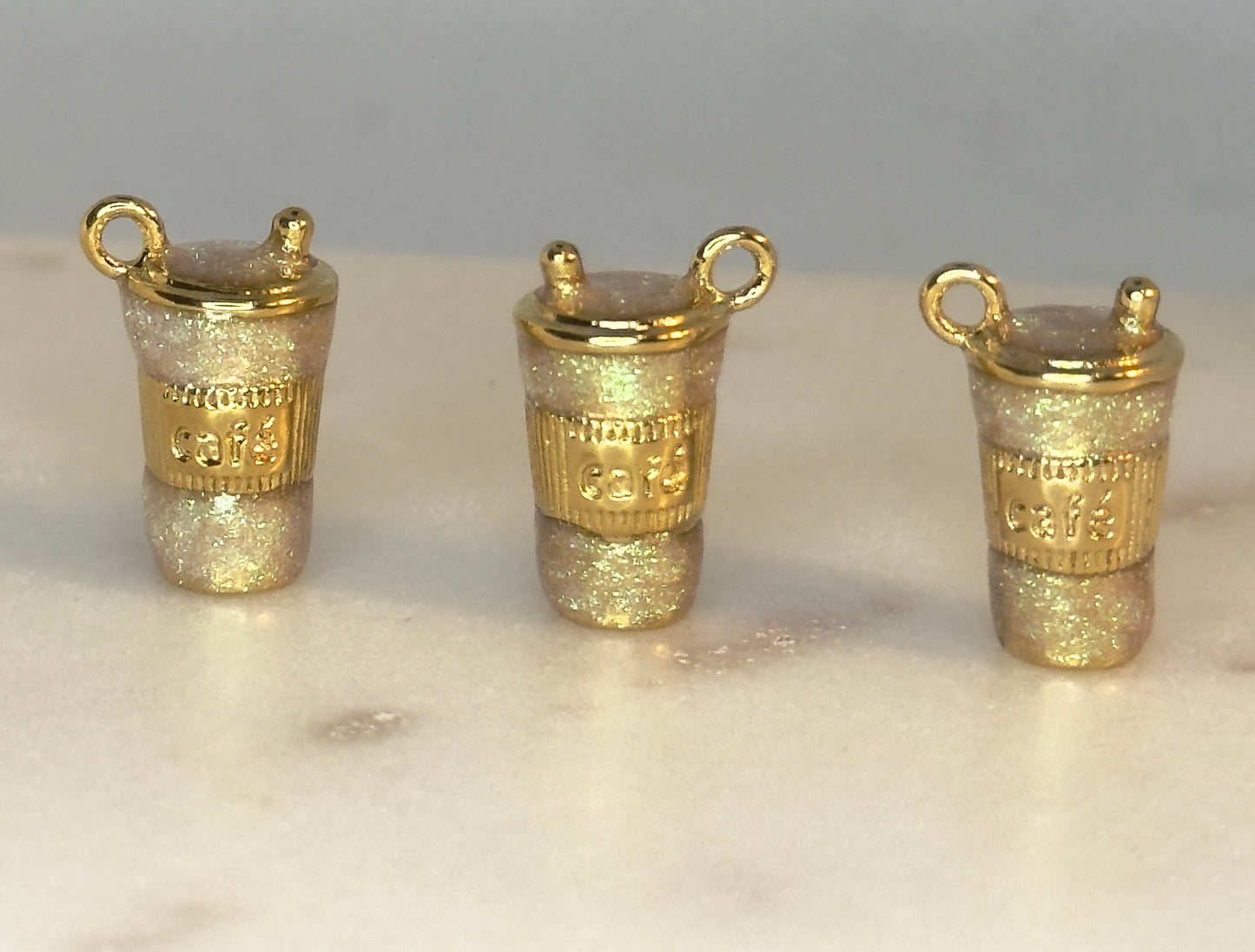 Gold Café Cup Stainless Steel Charm