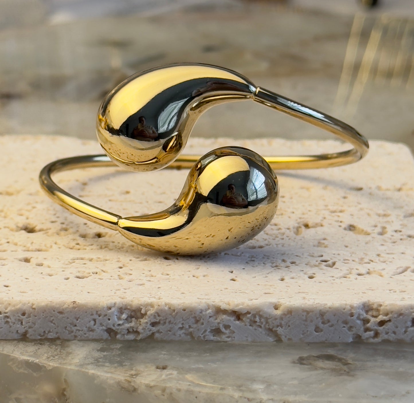 Double Tear Drop Cuff Bangle