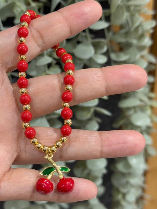 Cherry 🍒 Charm Beaded Elastic Bracelet