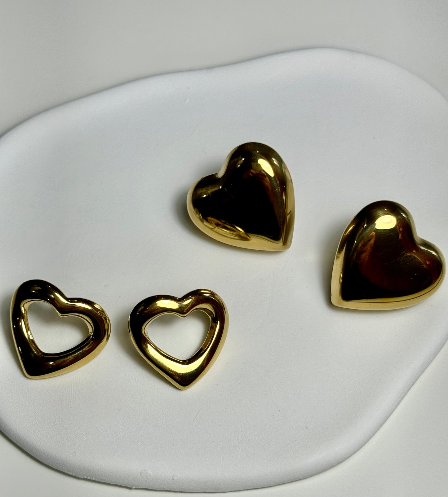 Heart shaped chunky stud earrings