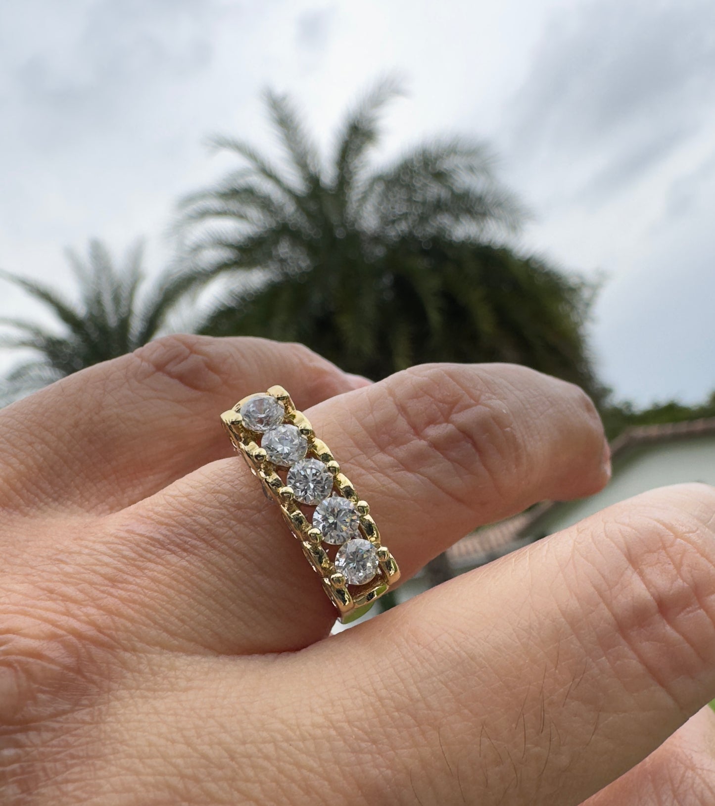 Thick Crystal Studded Ring