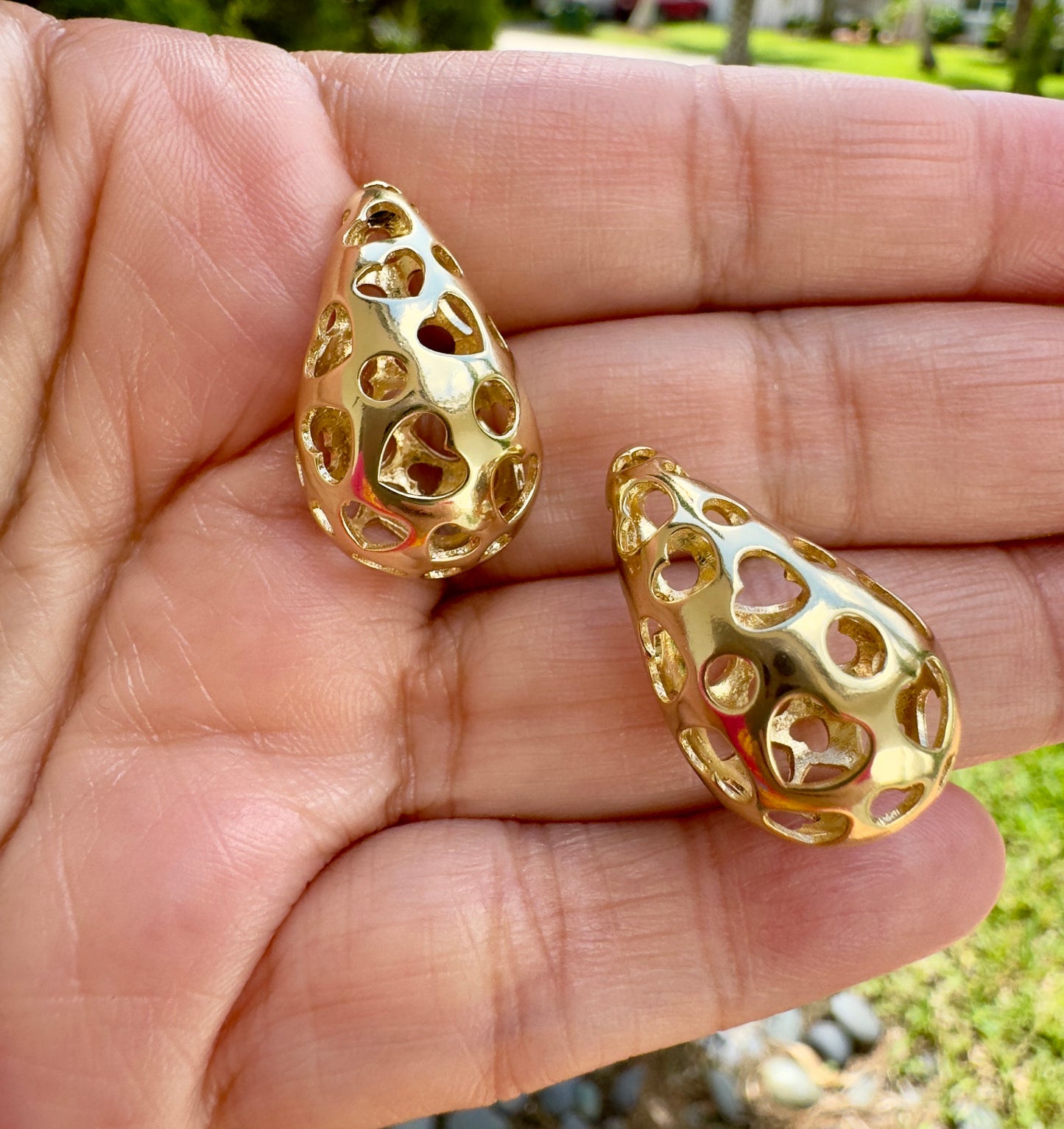 Open Heart Drop Earrings