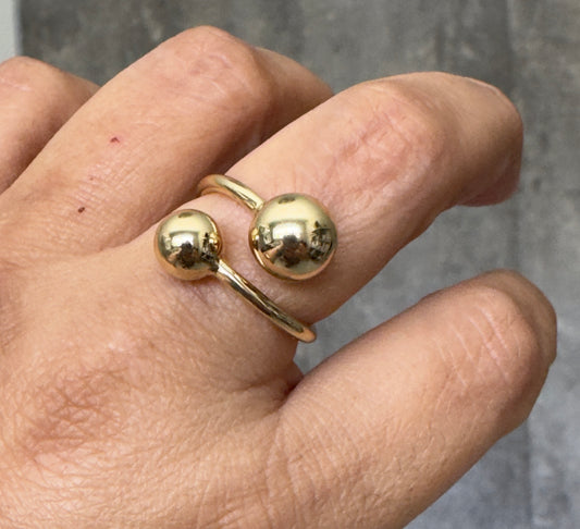 Gold Double Sphere Open Ring –Waterproof & Tarnish Resistant