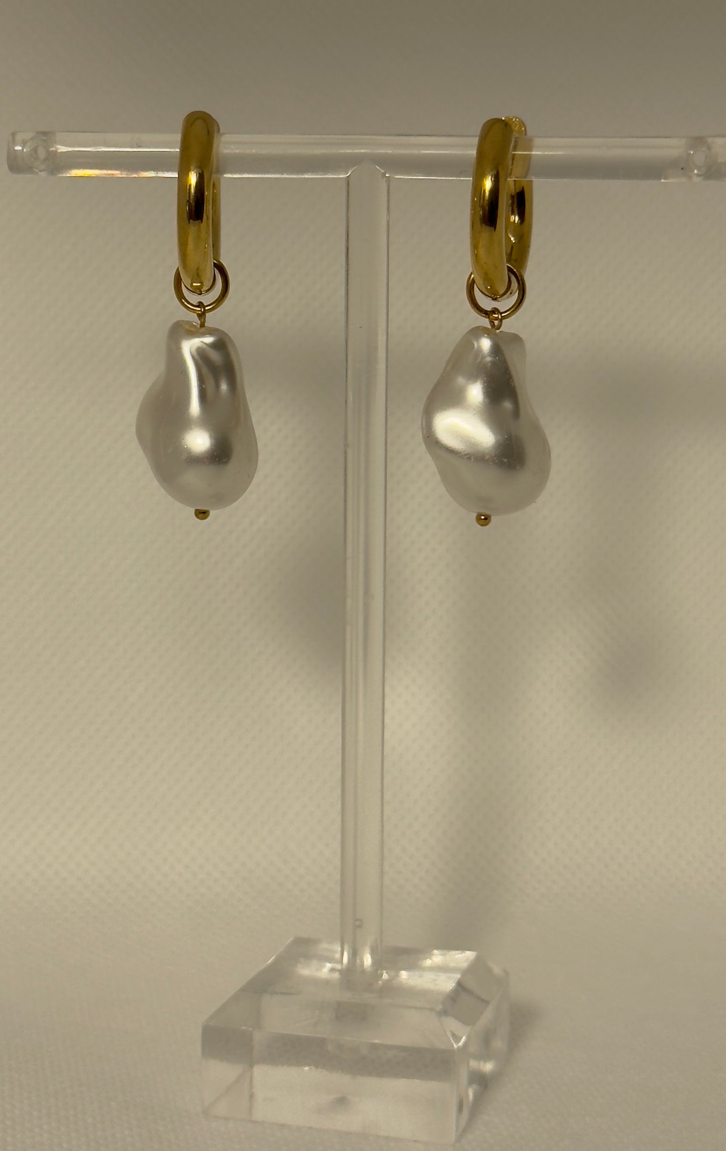 Chunky Pearl Hoop Earrings