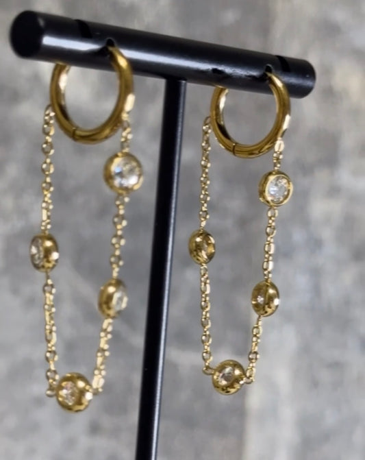 Luxe Crystal Drop Hoop Earrings