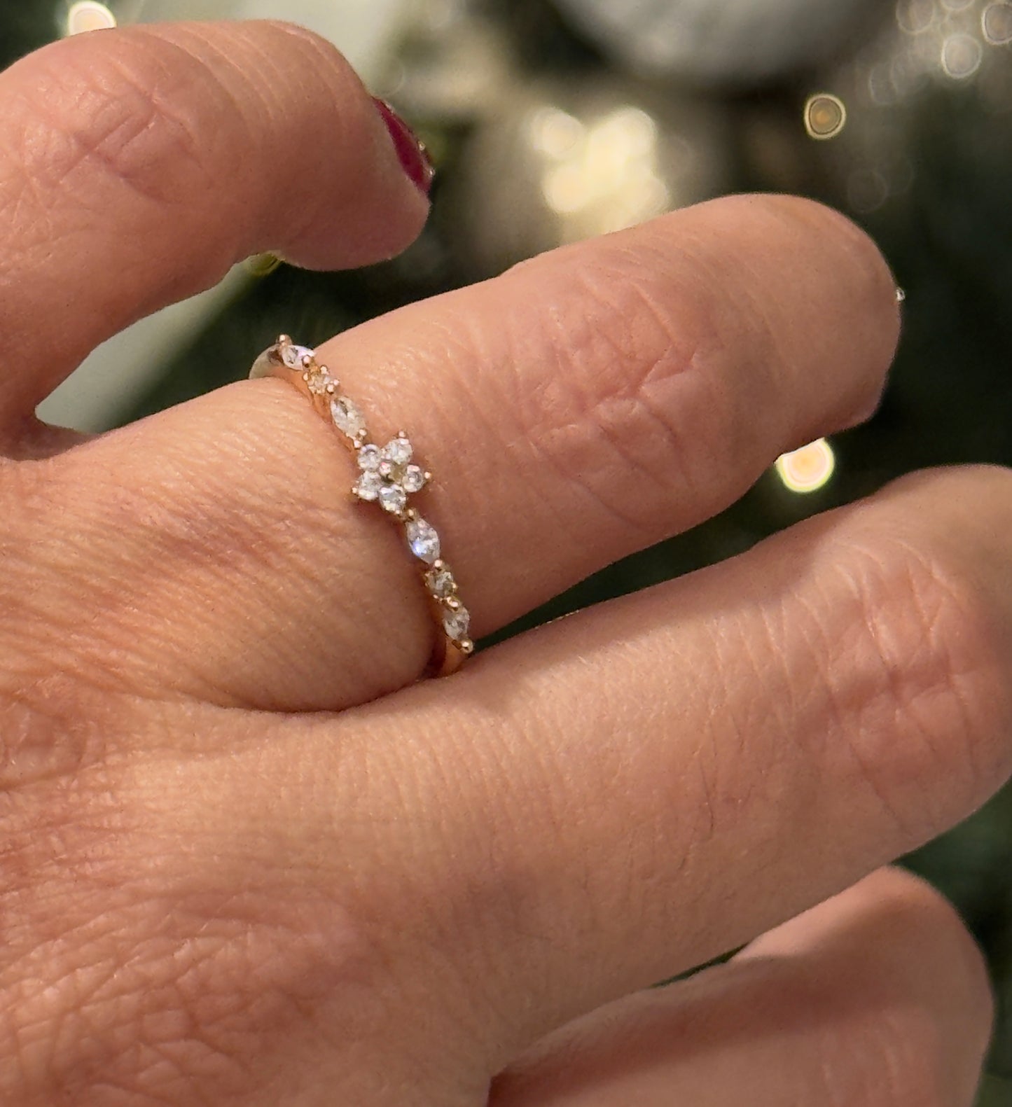 CZ Floral Solitaire Ring