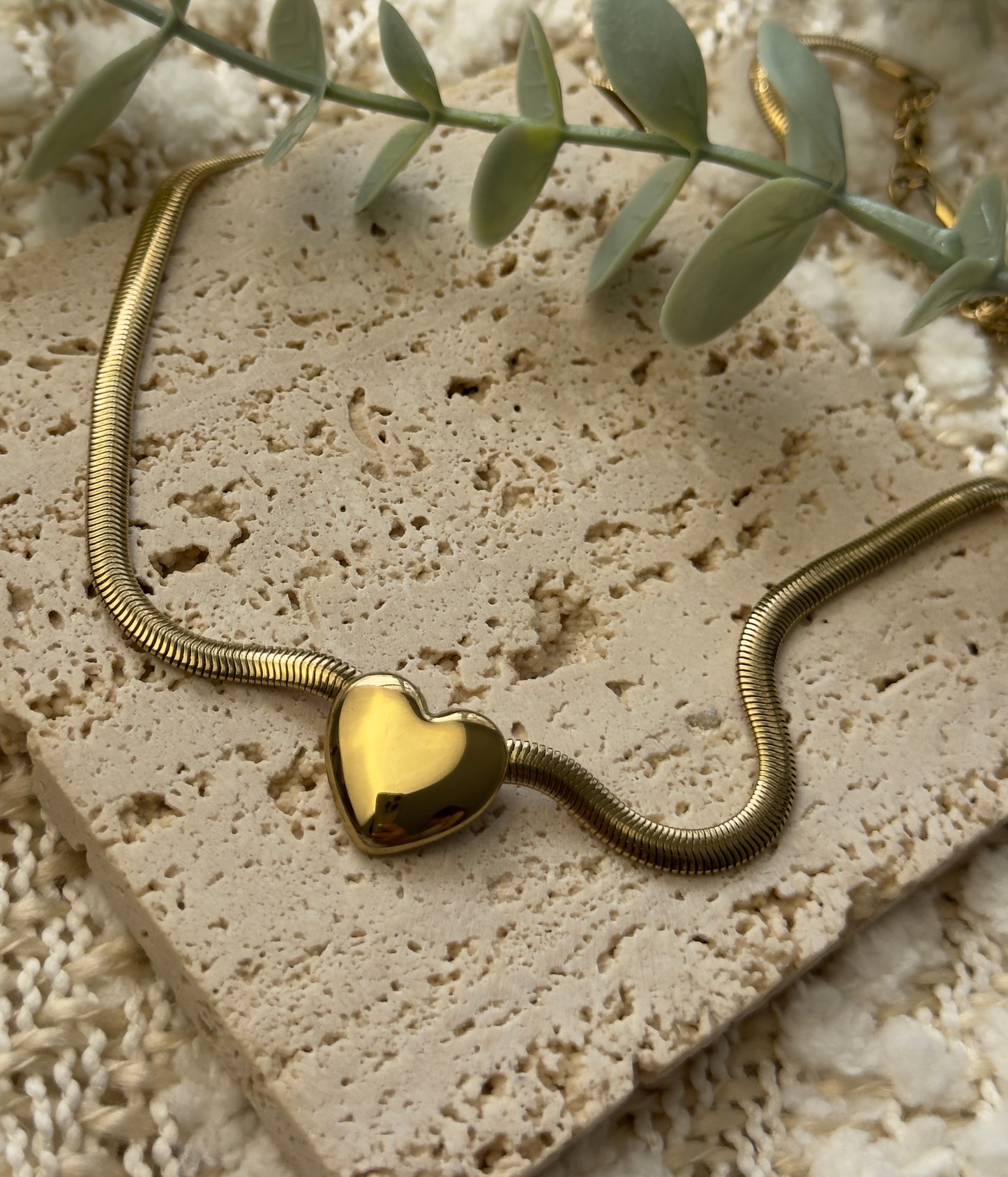 Solid Heart Snake Chain