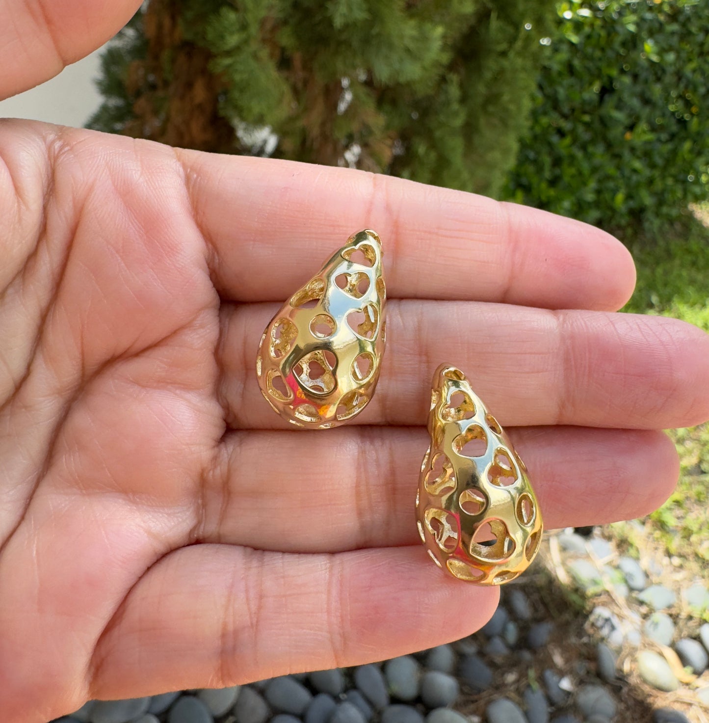 Open Heart Drop Earrings