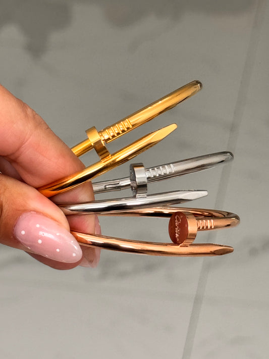 Nail Bangle Bracelet-  18KT Laminated Stainless Steel