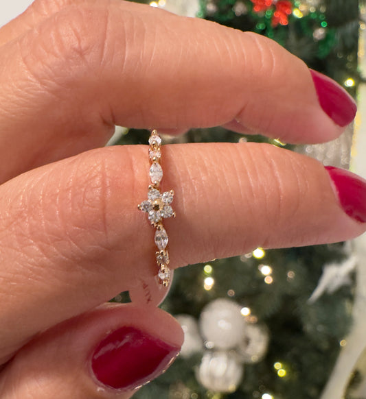 CZ Floral Solitaire Ring