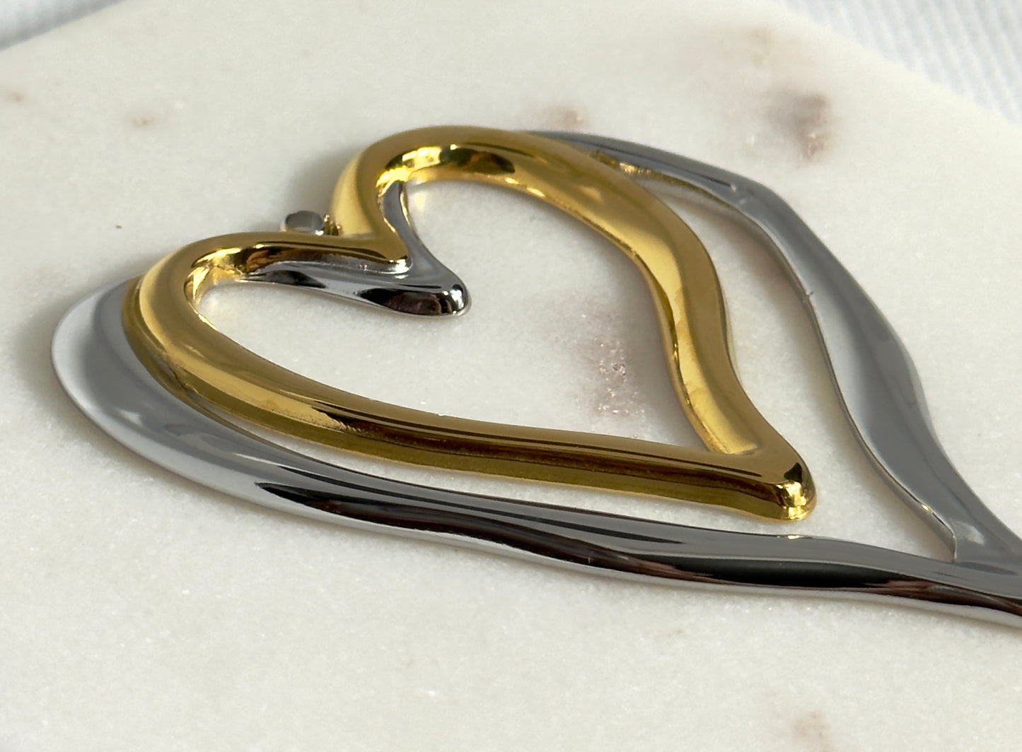 Two-Tone Double Heart Stainless Steel Charm