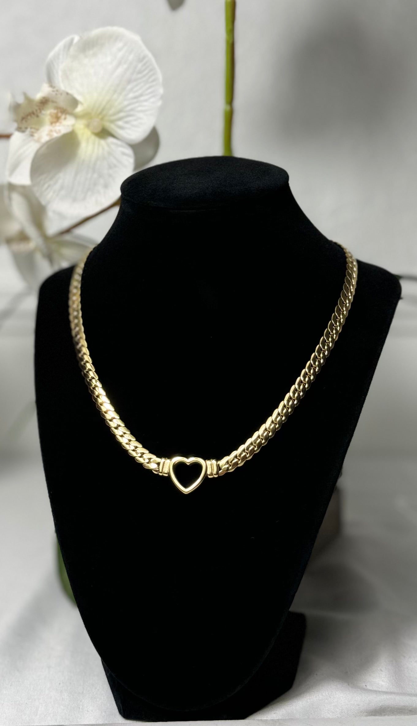 Thick Cuban Chain Heart Necklace Stainless Steel Love Collar Necklace