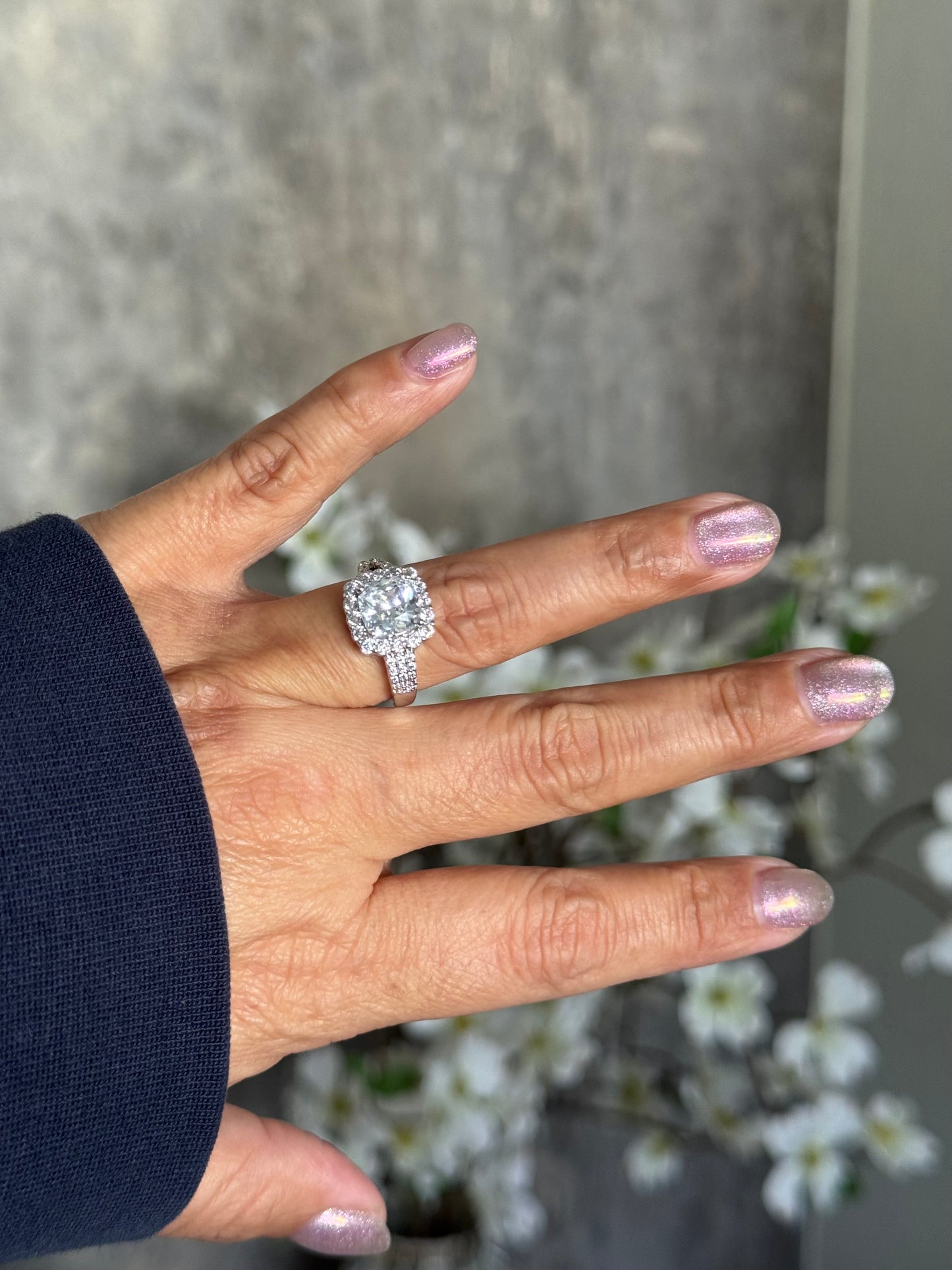 Radiant Halo Cushion-Cut Statement Ring – 14KT Gold Plated