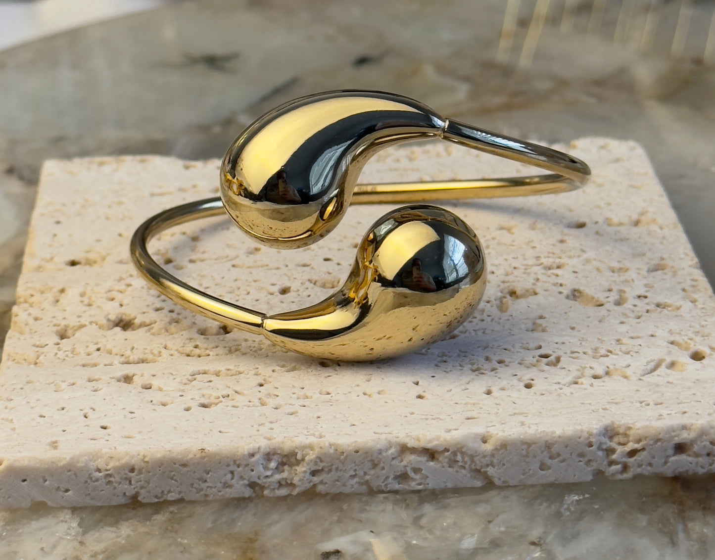 Double Tear Drop Cuff Bangle