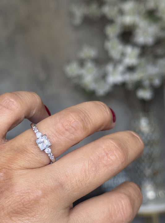 Emerald Cut CZ Solitaire Ring | Waterproof & Tarnish Resistant