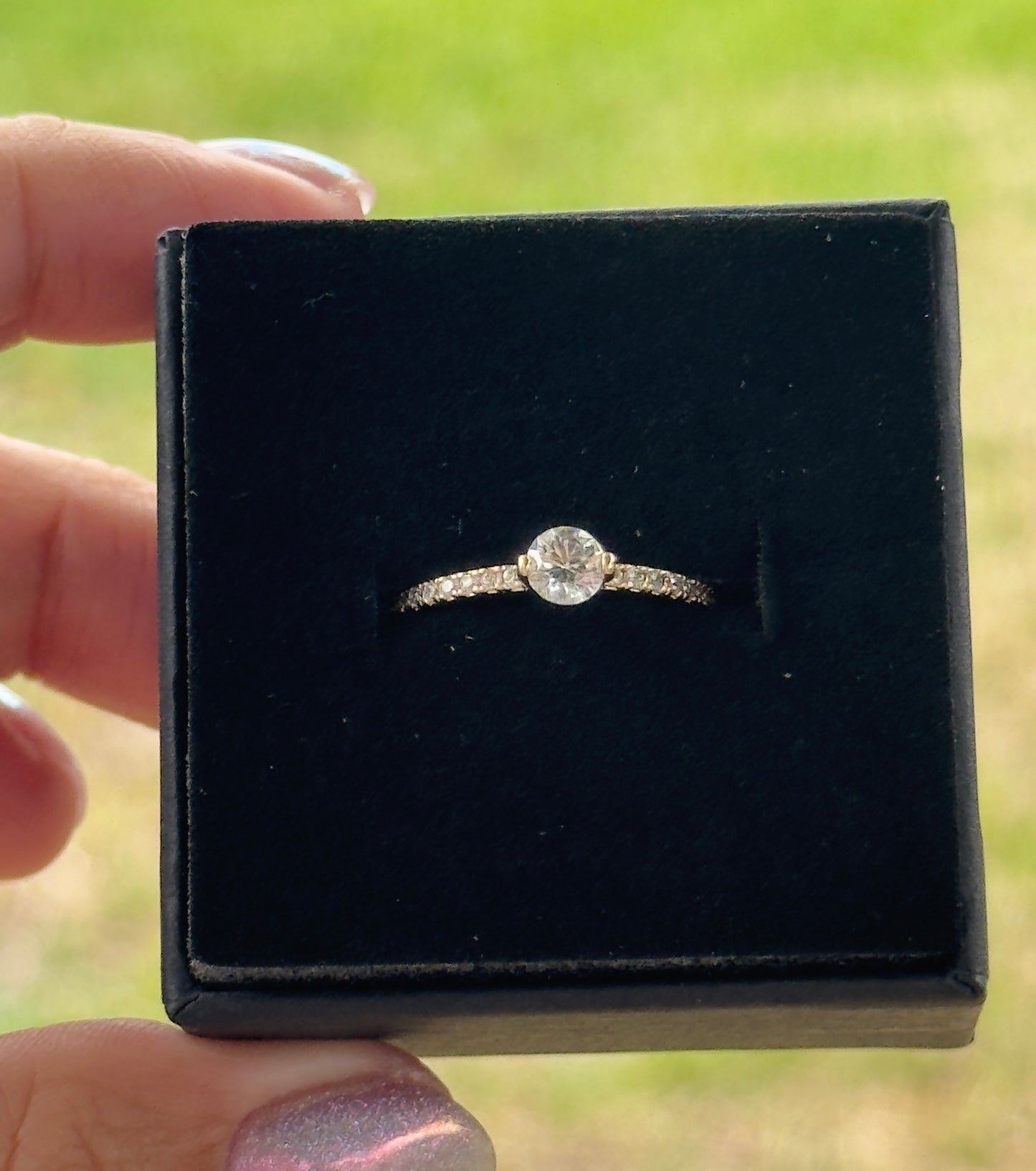 Round Cut CZ Solitaire Ring – 14KT Gold Plated Waterproof Pavé Band Ring