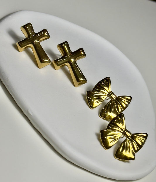 Chunky Cross/Bows Studs