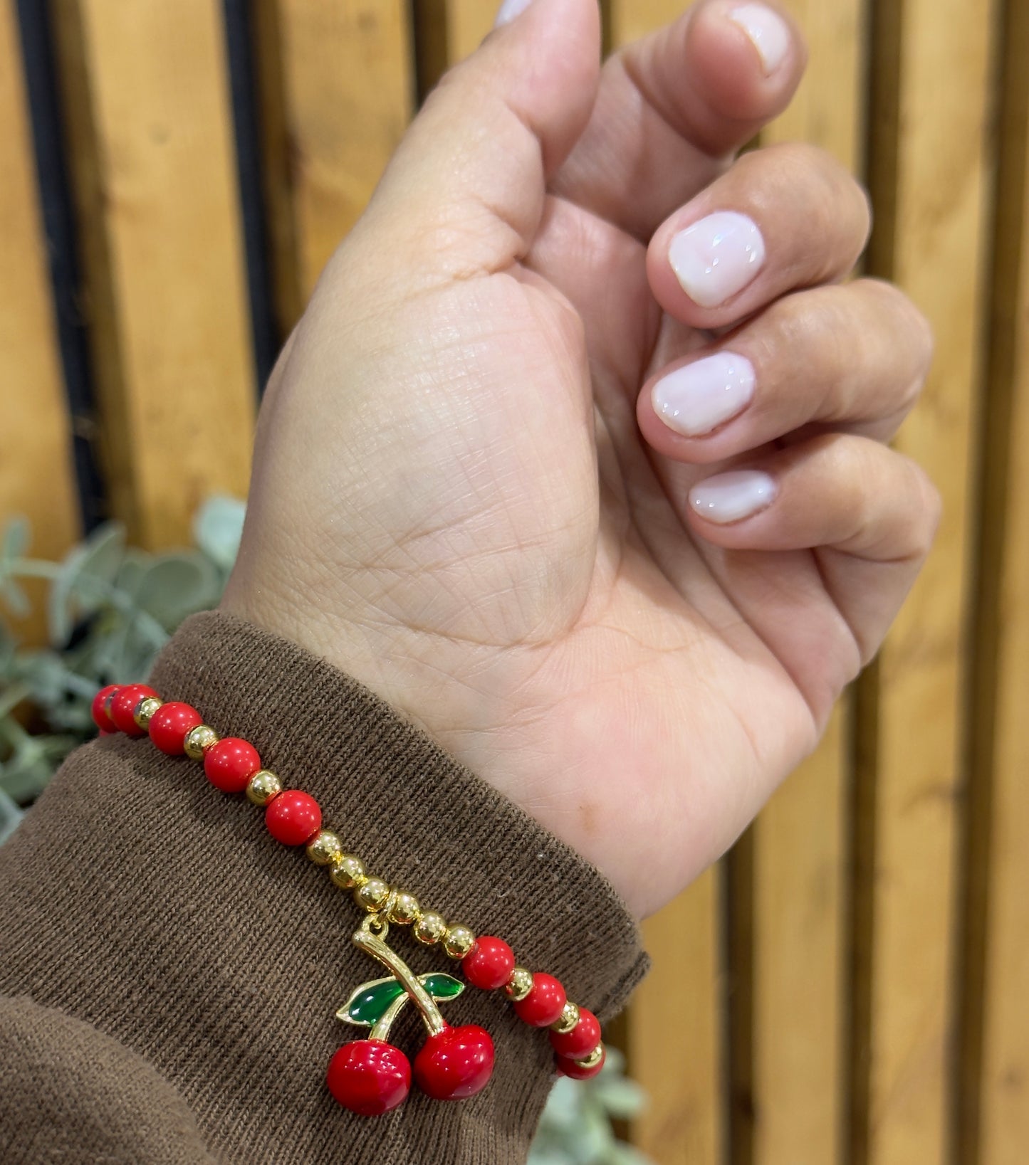 Cherry 🍒 Charm Beaded Elastic Bracelet