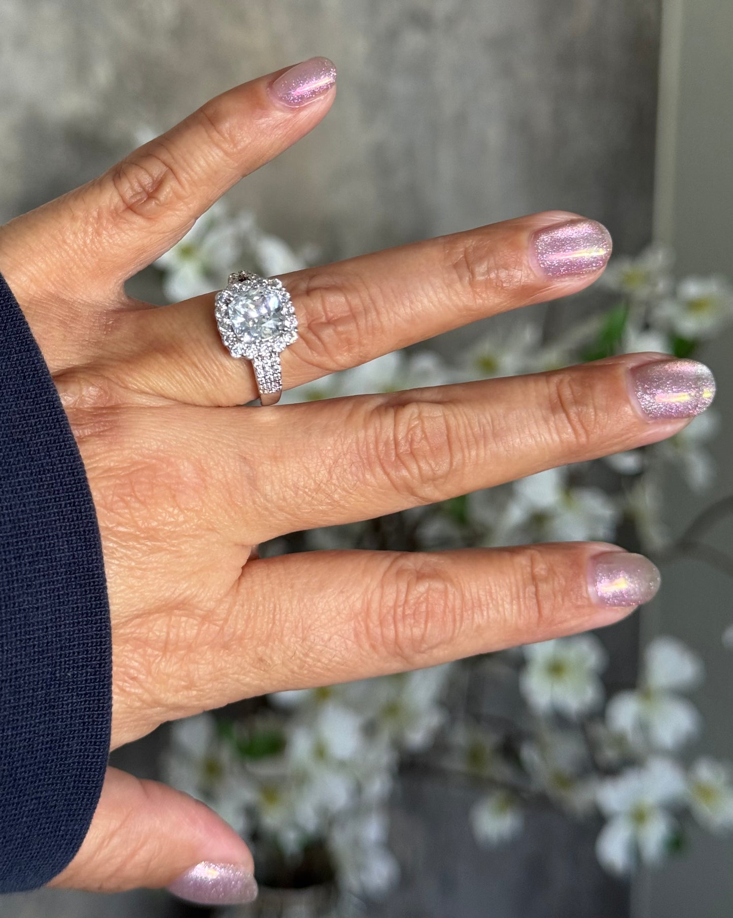 Radiant Halo Cushion-Cut Statement Ring – 14KT Gold Plated