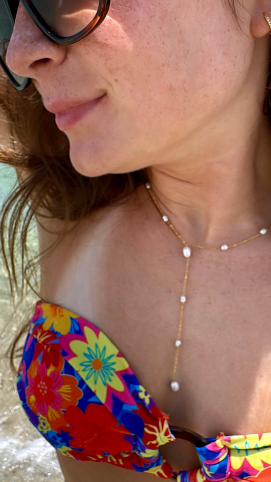 Dainty Lariat Pearl Necklace