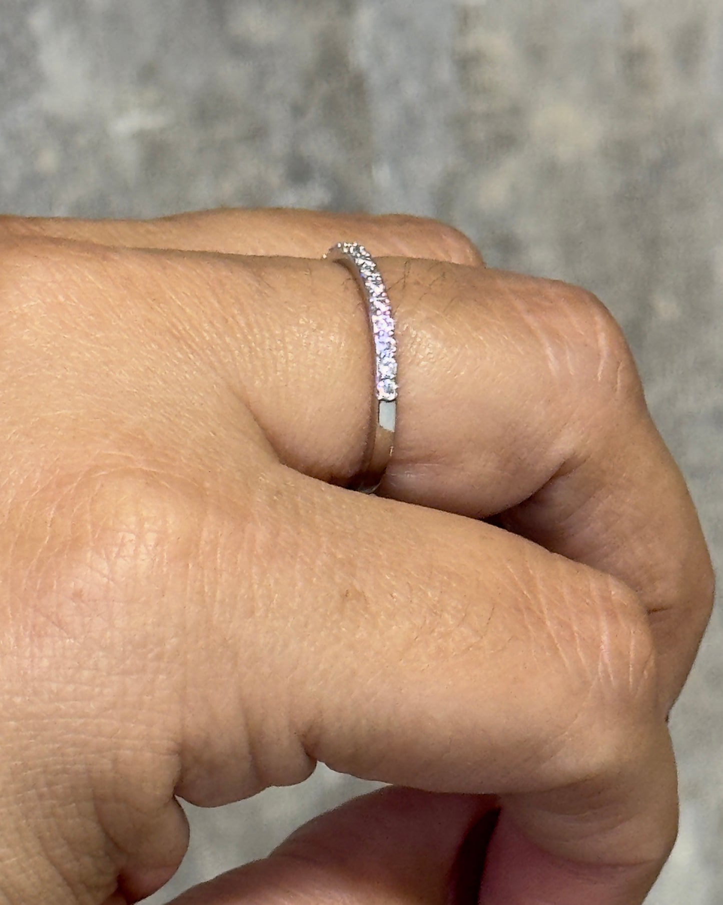 Minimal Silver Pavé Band