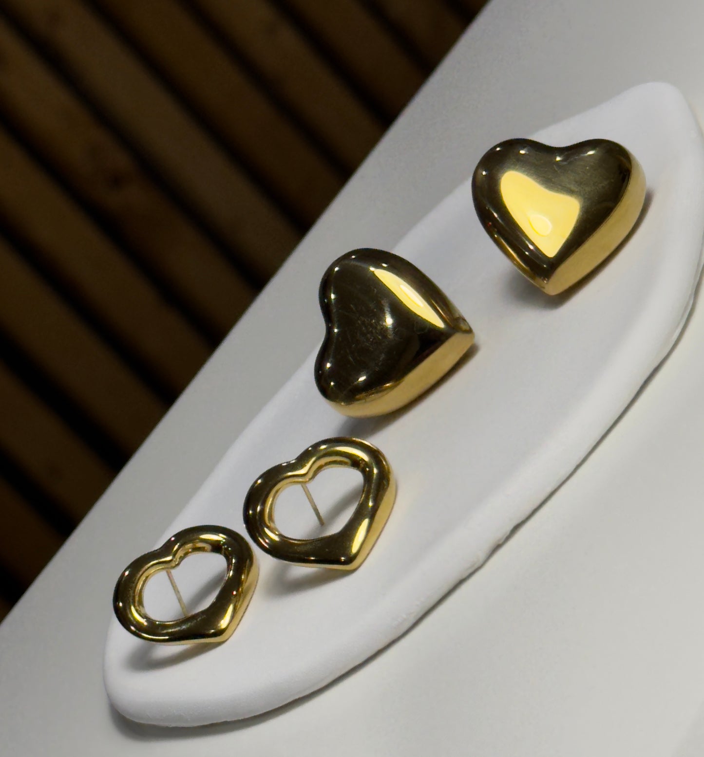 Heart shaped chunky stud earrings