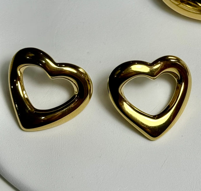 Heart shaped chunky stud earrings