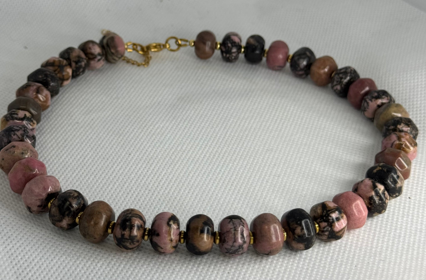 Natural Rhodonite Gemstone Chunky Necklace