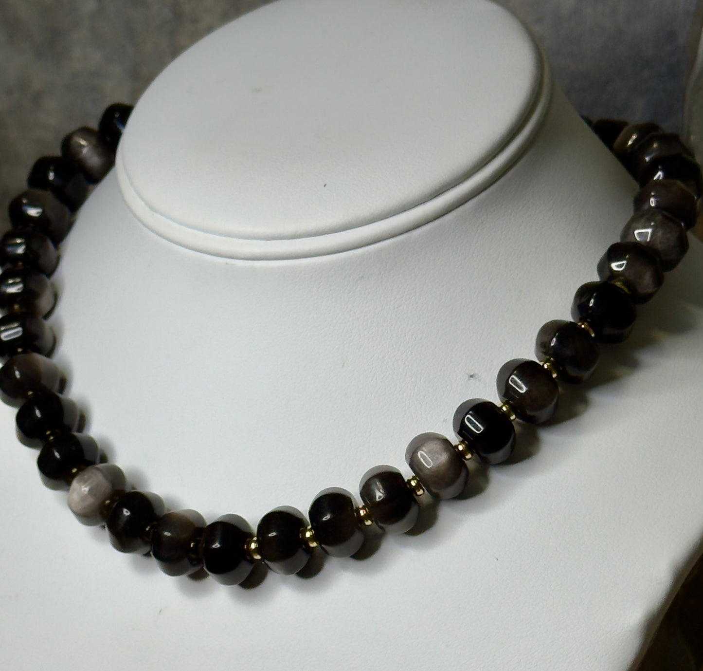 Silver Obsidian Natural Stone Necklace