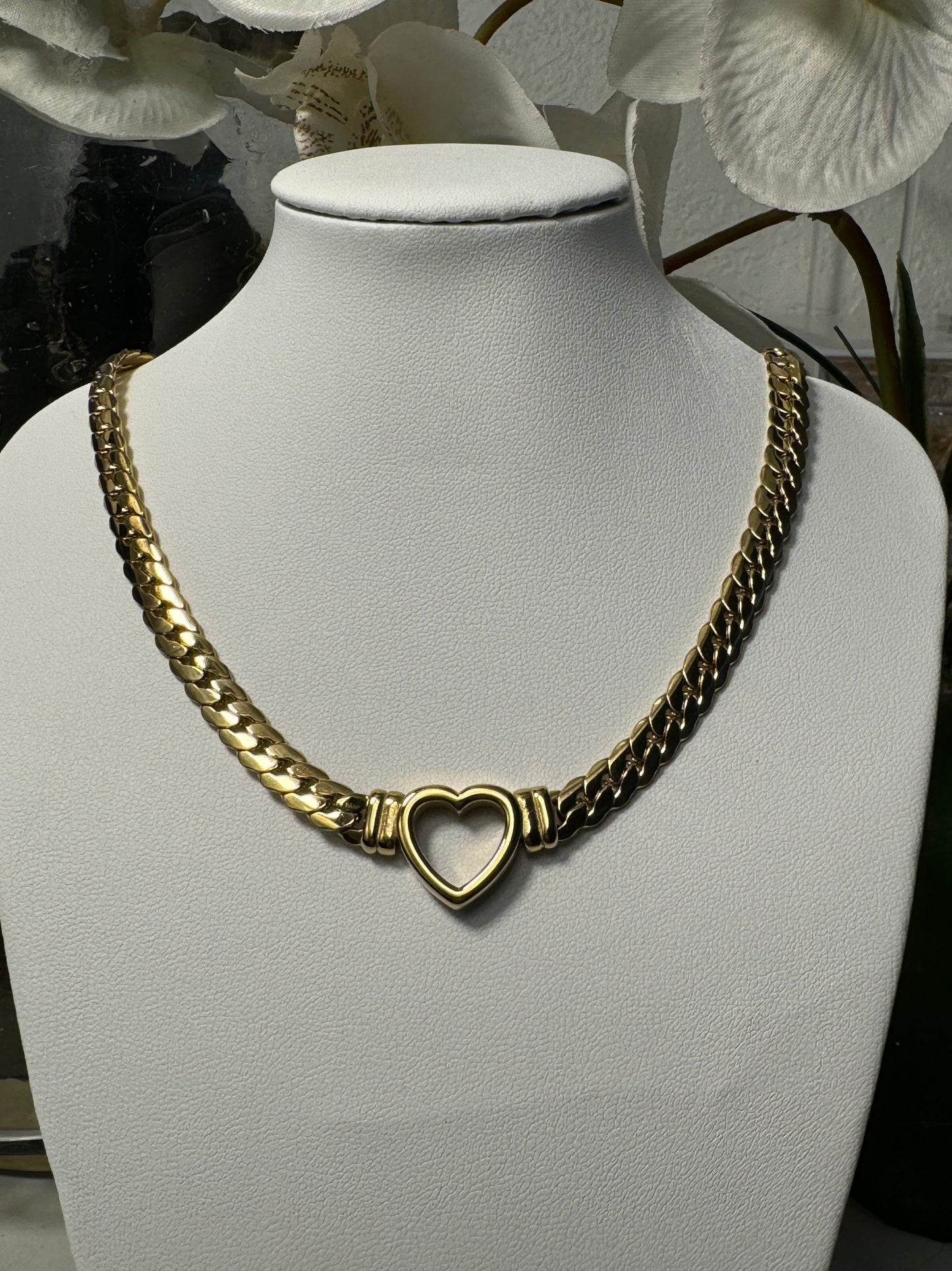 Thick Cuban Chain Heart Necklace Stainless Steel Love Collar Necklace